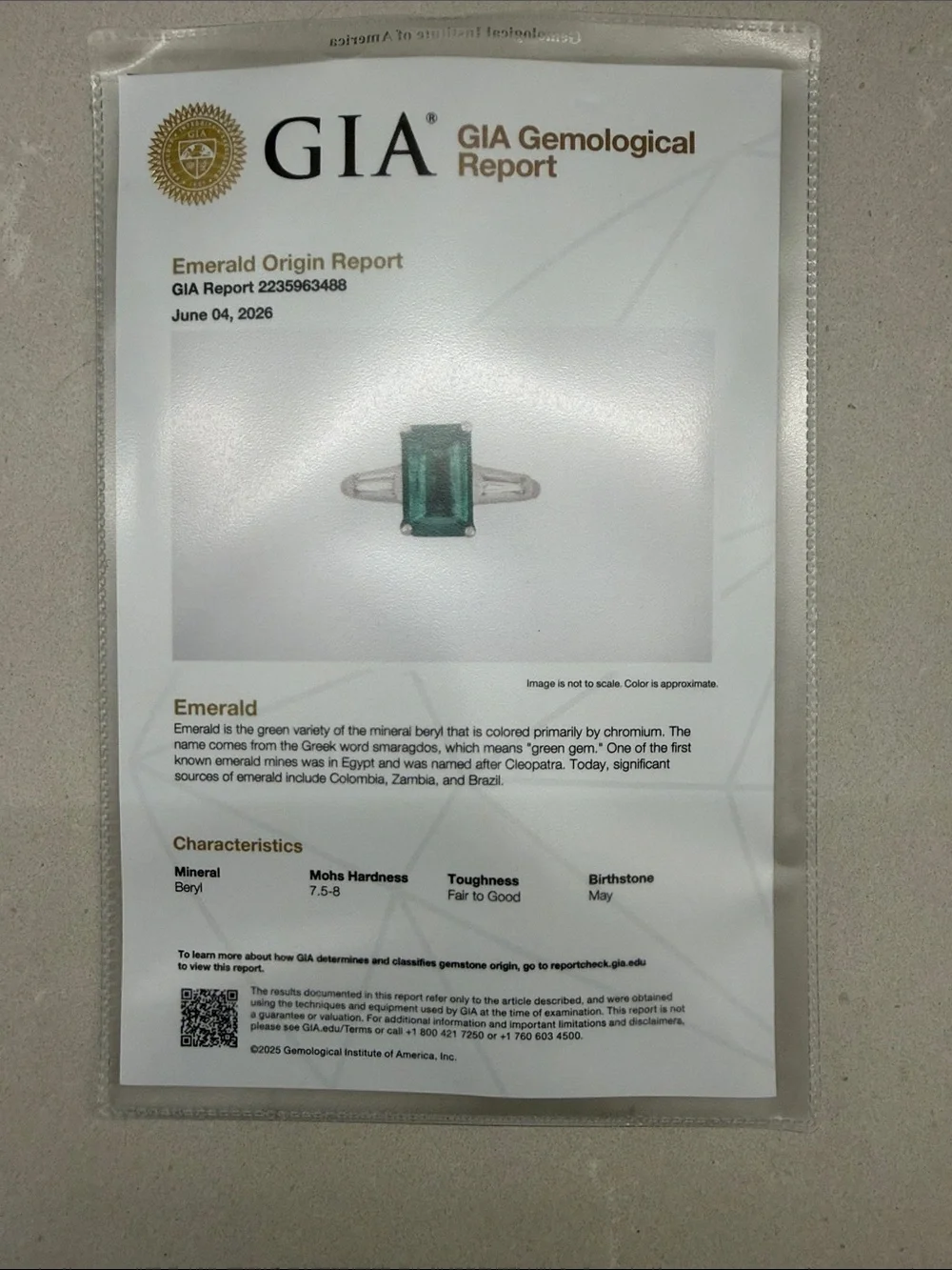 Platinum 2.54 carat Brazilian emerald ring with diamond accents